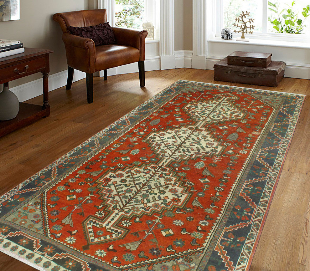 Fine Vintage Distressed Tarek Rust/Gray Runner, 4'10x9'7
