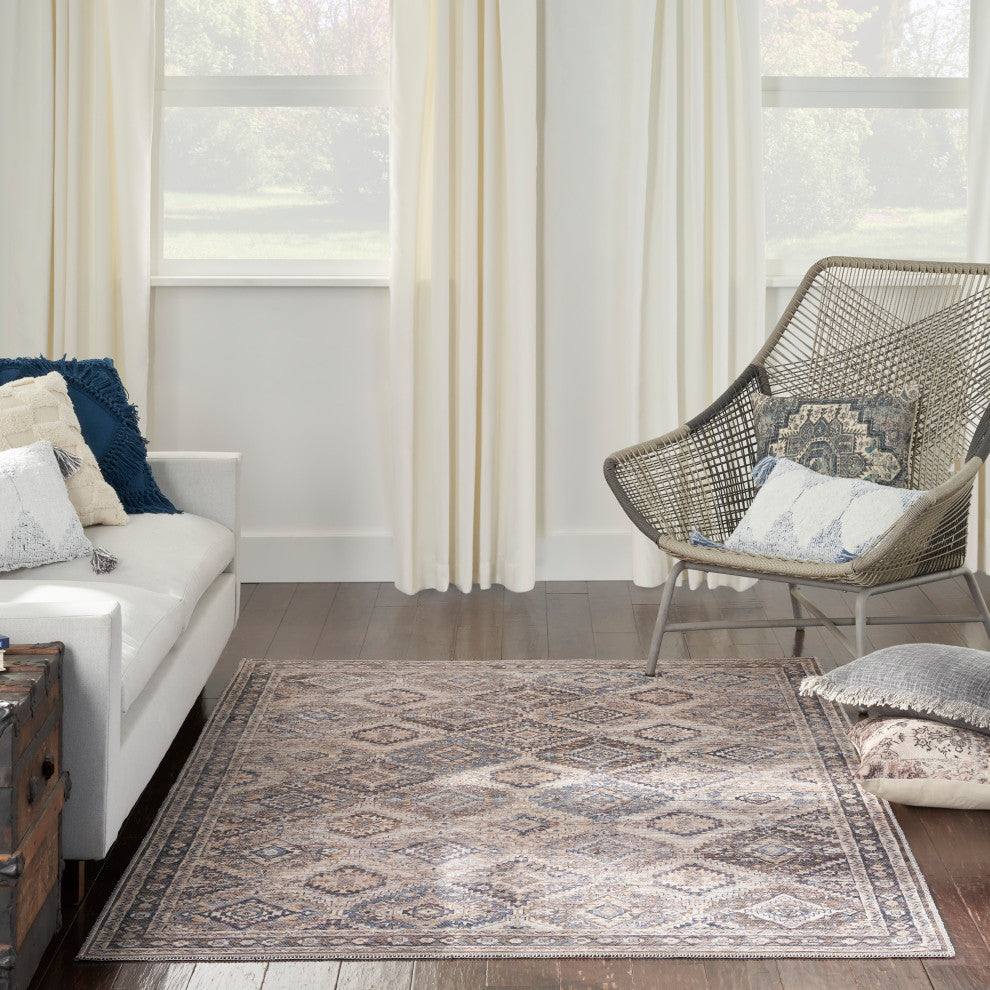 Nicole Curtis Nc Series 1 5' x 7' Ivory/Latte Machine Washable Area Rugs