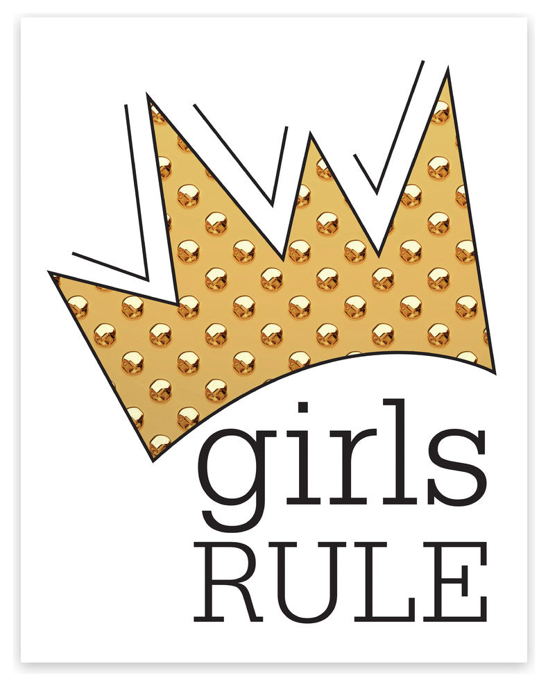 Girls Rule Crown Paper Print, 18"x24"
