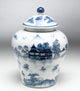 Blue and White Ginger Jar With Lid