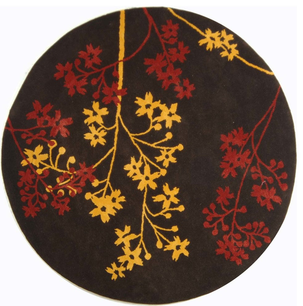 Safavieh Soho soh316a Floral Rug, Brown/Red, 8'0"x8'0" Round