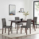 Side Dining Chair and Table Set, Faux Leather, Drak Brown Gray, Modern