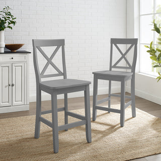 X-Back 2Pc Counter Stool Set Gray 2 Stools
