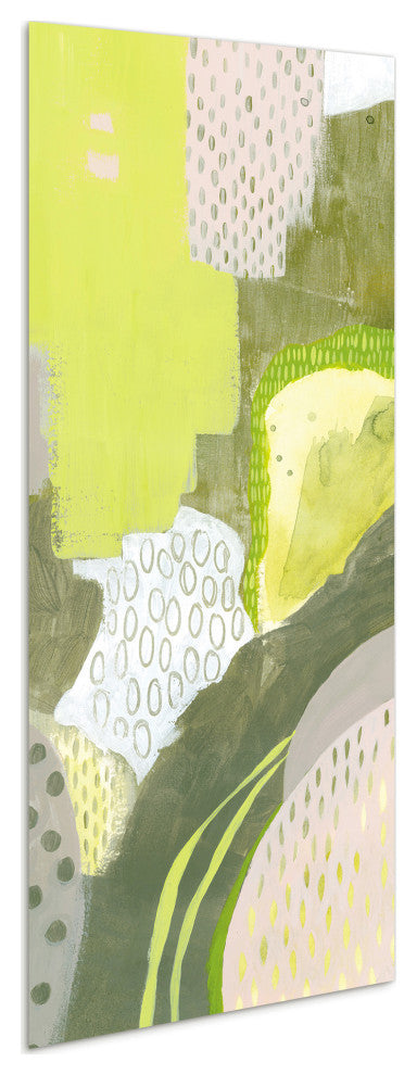 "Sun Fleck" Green Abstract Wall Art Frameless Free Floating Tempered Glass