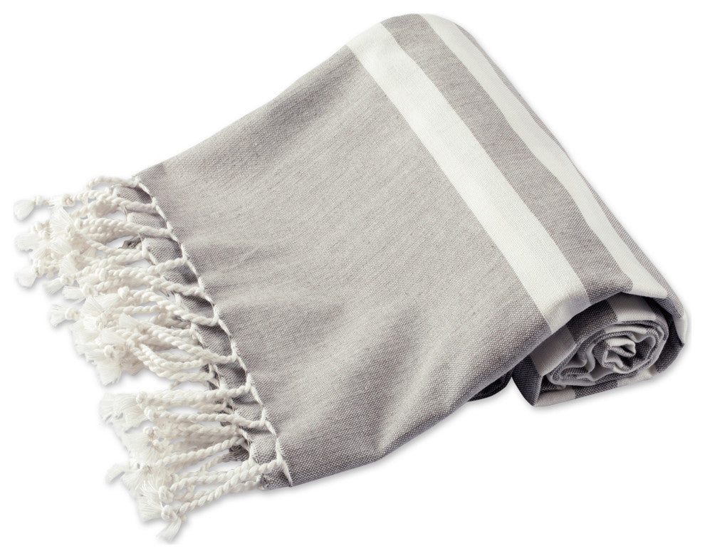 Gray 1 Inch Stripe Fouta Towel