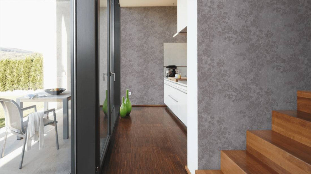 Floral Textured Wallpaper Featuring Branches And Leaves, 373971