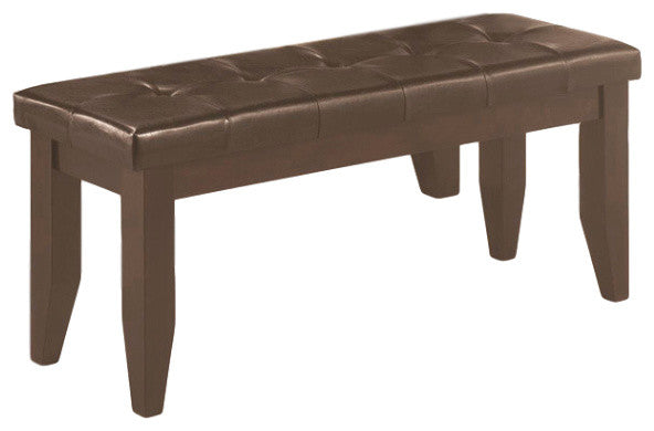 Cappuccino Bench With Black Vinyl Cushion Seat