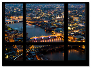 'Window View London by Night 2' Canvas Art by Philippe Hugonnard