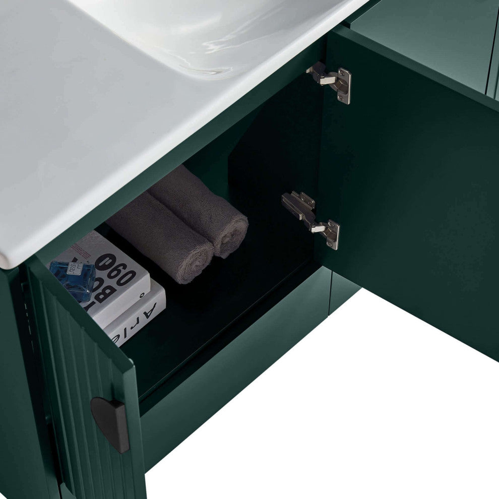 Venezian Single Bathroom Vanity, Green, 48", Black Handles, One Sink
