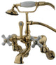 Kingston Brass Wall Mount Clawfoot Tub Faucet With Hand Shower, Polished Brass