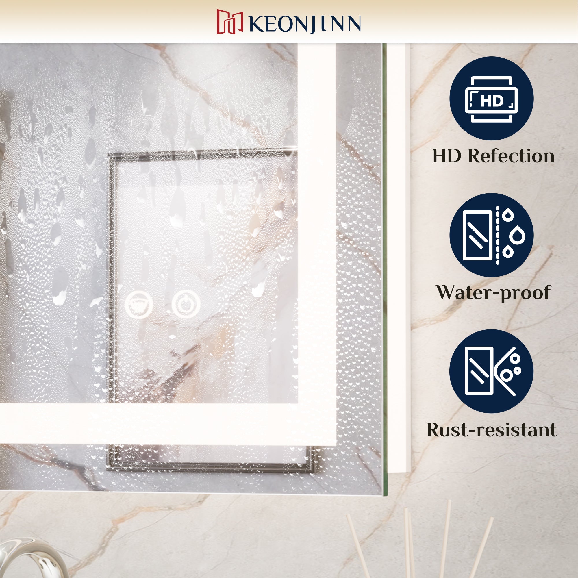 LED Bathroom Mirror With Smart Motion Sensor Front & Backlit, Dimmable, 55x36