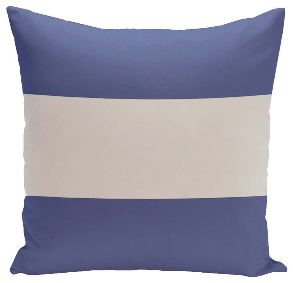 Big Stripe, Horizontal Decorative Pillow, Dazzling Blue, 20"x20"