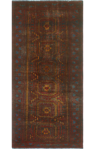 Fine Vintage Distressed Nozimjon Red/Charcoal Runner, 3'2 x 6'6
