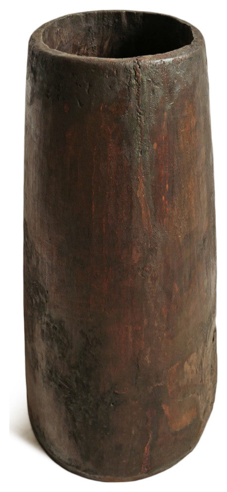 Consigned Old Naga Tall Wood Pot 4