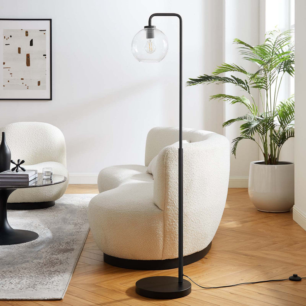 Silo Glass Globe Glass and Metal Floor Lamp, Black