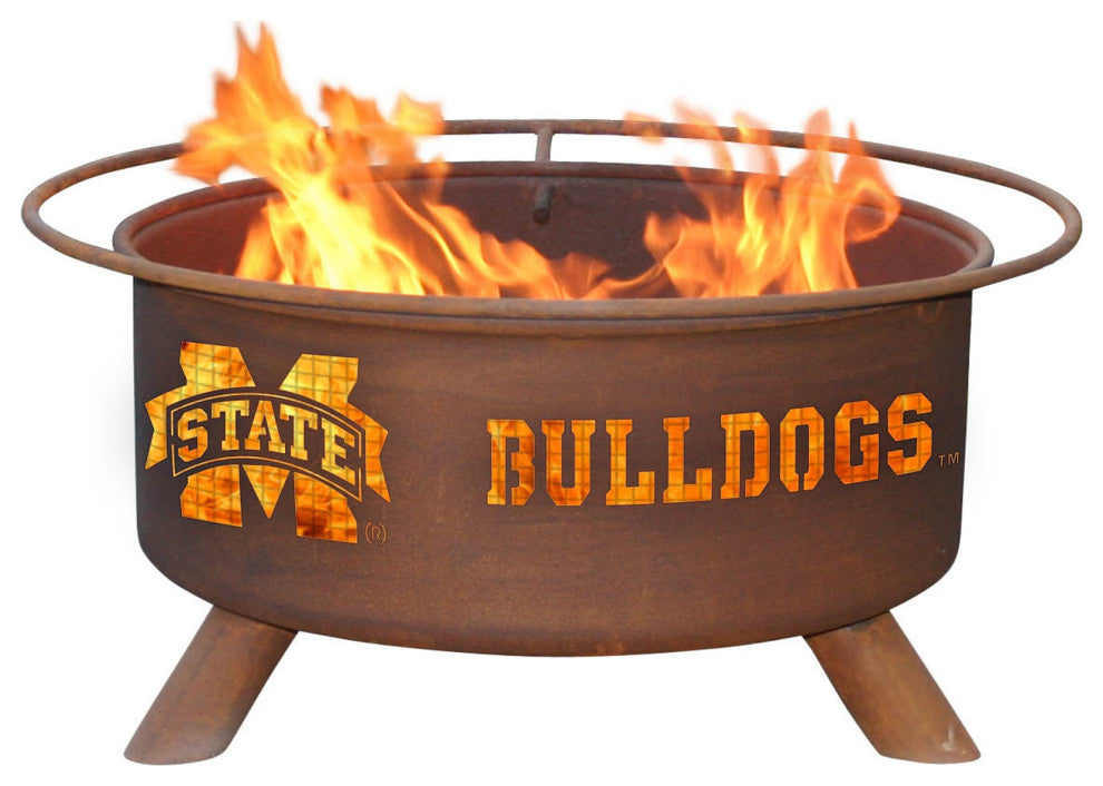 Customizable NCAA Logo Fire Pit, Rust Patina, Mississippi State