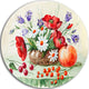 Colorful Bunch Of Flowers And Fruits, Floral Disc Metal Artwork, 11"