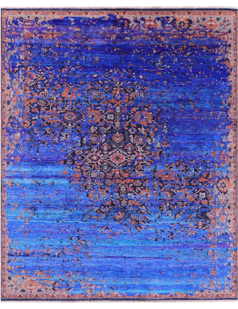 8' 2" X 9' 11" Modern Fine Serapi Hand Knotted Wool & Silk Rug - Q13502