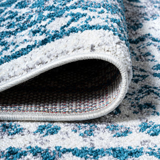 Boho Cottage Medallion Runner Rug, Blue/White, 5'x8'