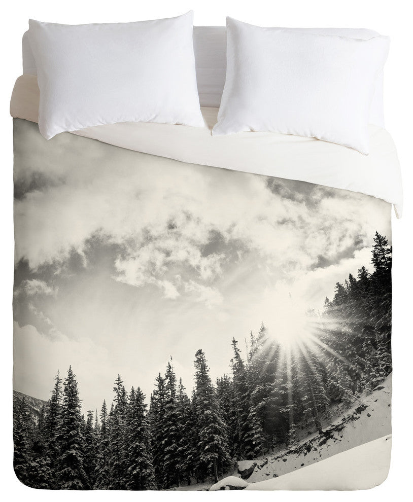 Deny Designs Bird Wanna Whistle White Mountain Duvet Cover - Lightweight