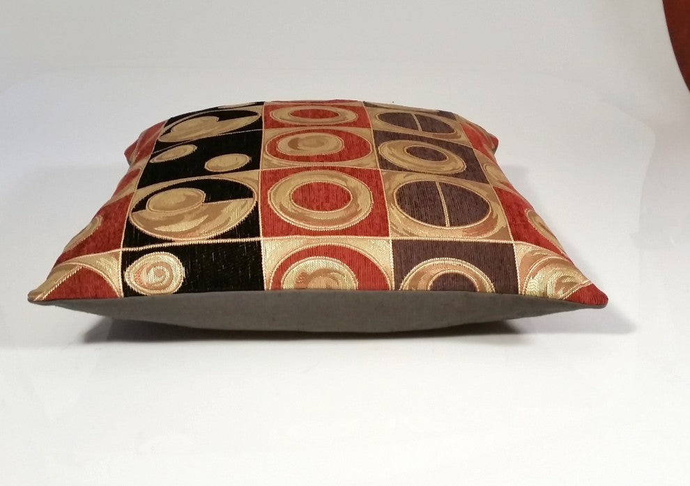 Designer Pillow Cover, Geometric Design, Red and Black, 2ox20