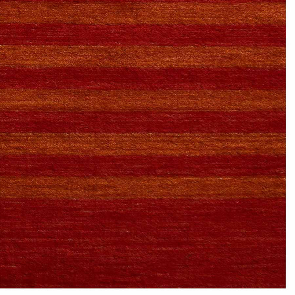 HAND KNOTTED LOOM WOOL ECO-FRIENDLY AREA RUGS - Runner, Rust Red, Contemporary