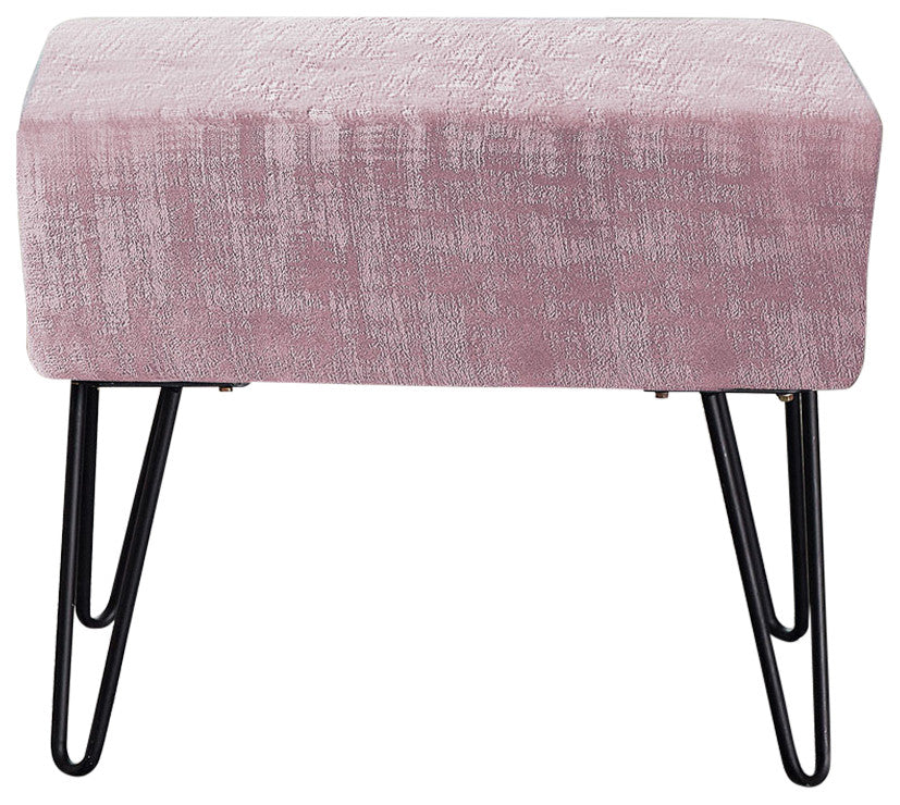 Textured Velvet Ottoman, Soft Pink