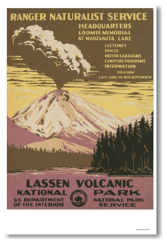 Lassen Volcanic National Park, Vintage Poster Reproduction
