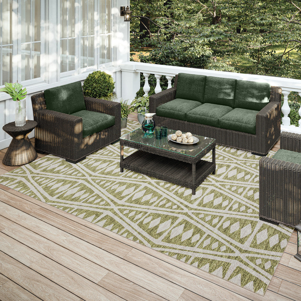 Indoor/Outdoor Sedona SN6 Moss Machine Washable 3' x 5' Rug