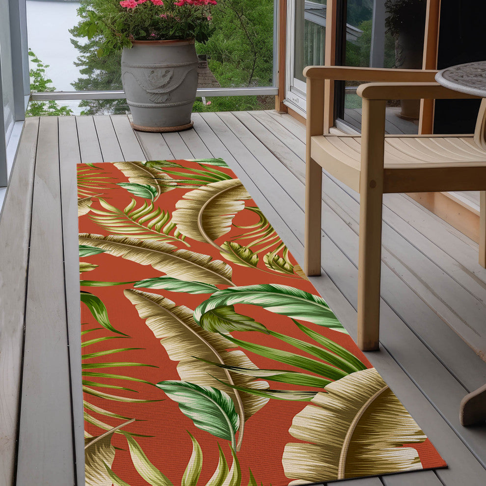 Indoor/Outdoor Tropics TC1 Paprika Machine Washable 2'3" x 7'6" Runner Rug
