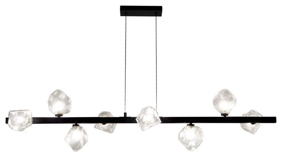 Pearlene Contemporary 8 Light Matte Black Clear Metal Pendant