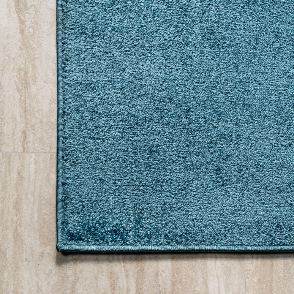 Haze Solid Low-Pile Runner Rug, Turquoise, 8 X 10