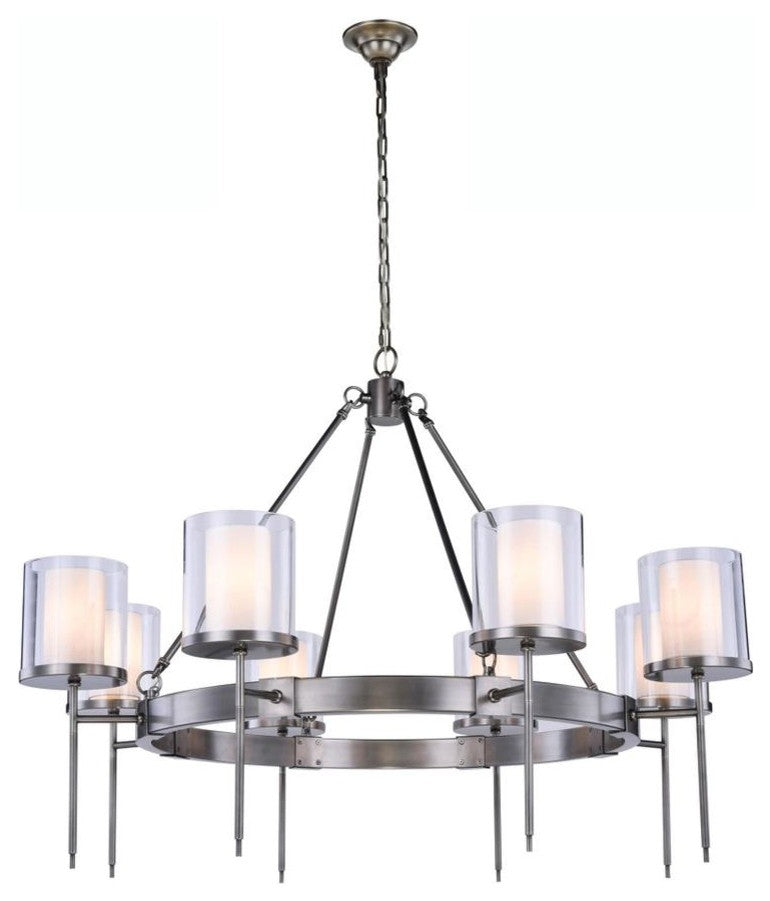 Elegant Lighting Bradford Collection Chandelier, Vintage Nickel