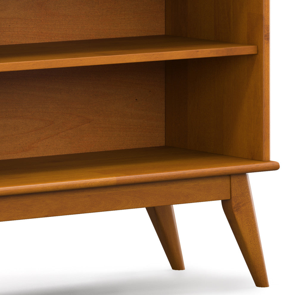 Draper SOLID HARDWOOD Mid Century Low Bookcase, Teak Brown