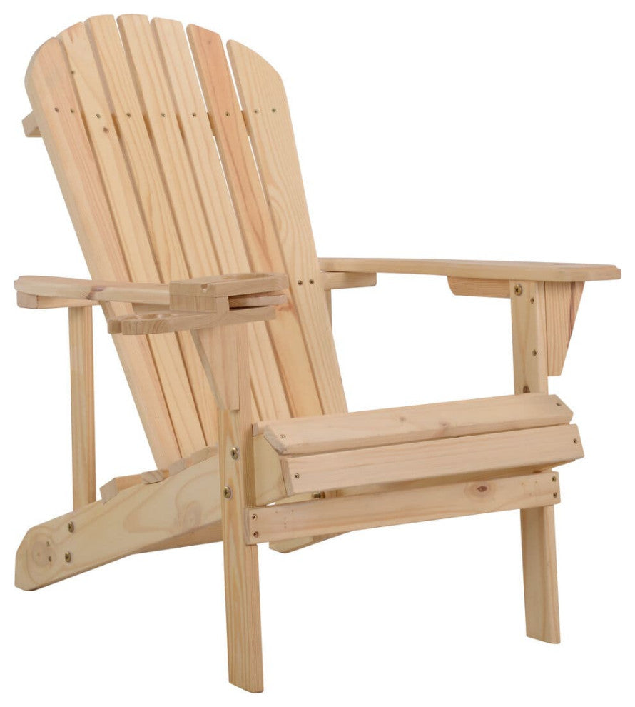 Earth Collection Adirondack Chair With phone and cup holder, Natural, One Chair