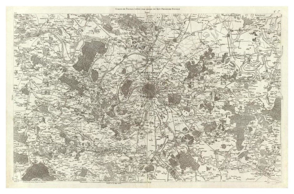 "Paris, France, 1762" Digital Paper Print by Cesar-Francois Cassini, 24"x16"