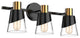 3 Lights brass light fixtures Gold wall mirror with Metal brass vanity light