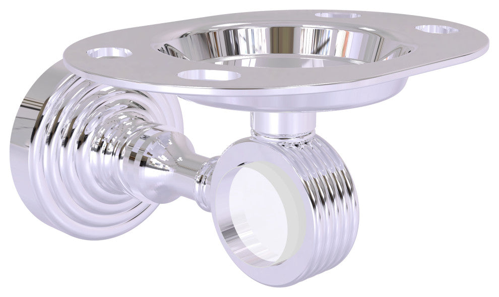 Pacific Grove Groovy Tumbler and Toothbrush Holder, Polished Chrome