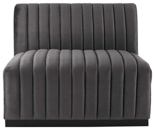 Conjure Channel Tufted Performance Velvet 6-Piece Sectional, Black Gray