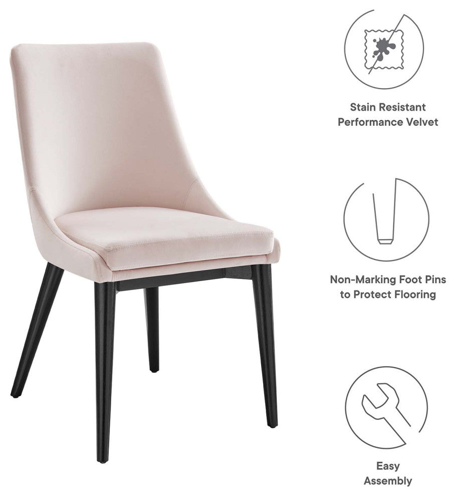 Viscount Accent Performance Velvet Dining Chairs, Set of 2, Pink