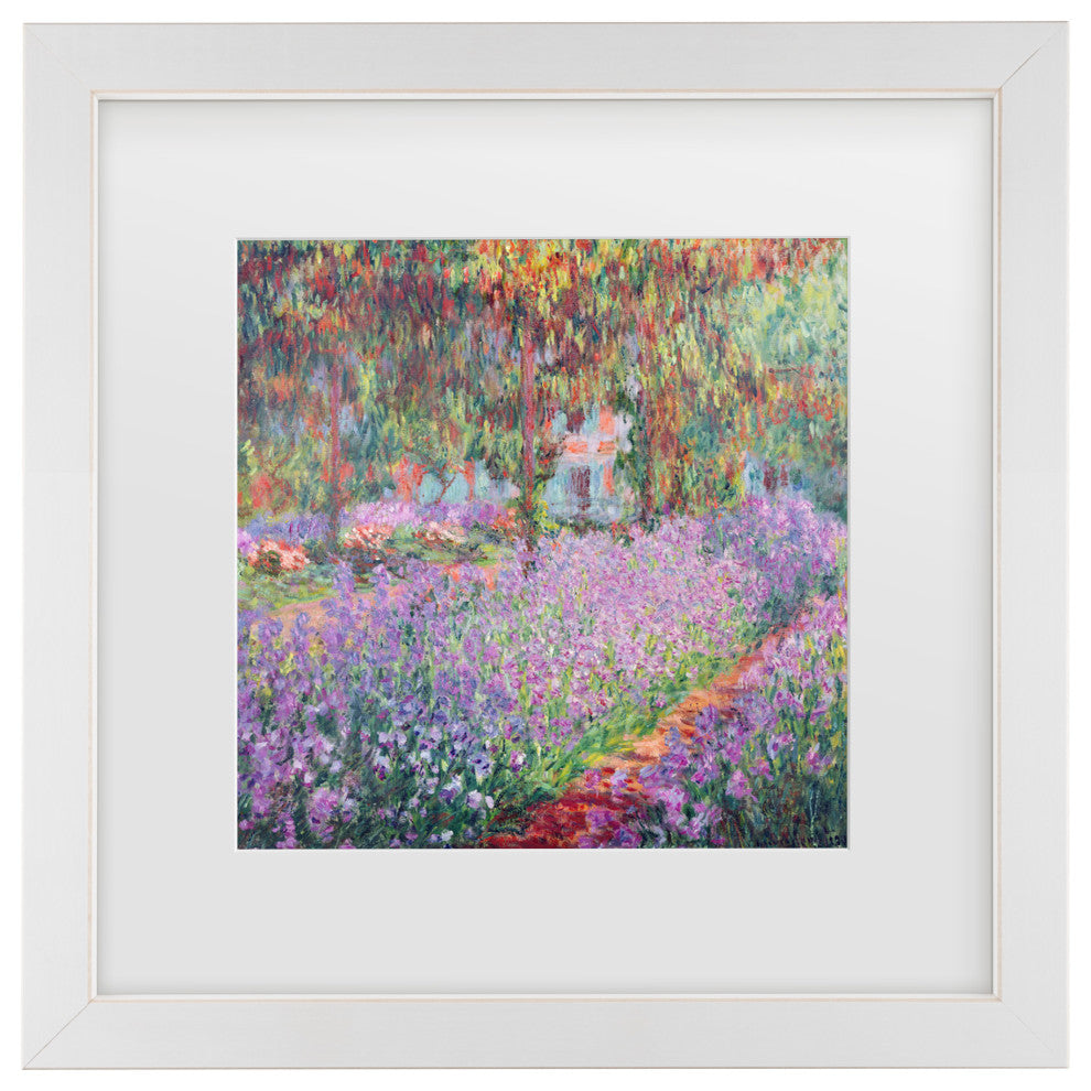 Claude Monet 'The Artists Garden at Giverny' Matted Framed Art, 11"x11"