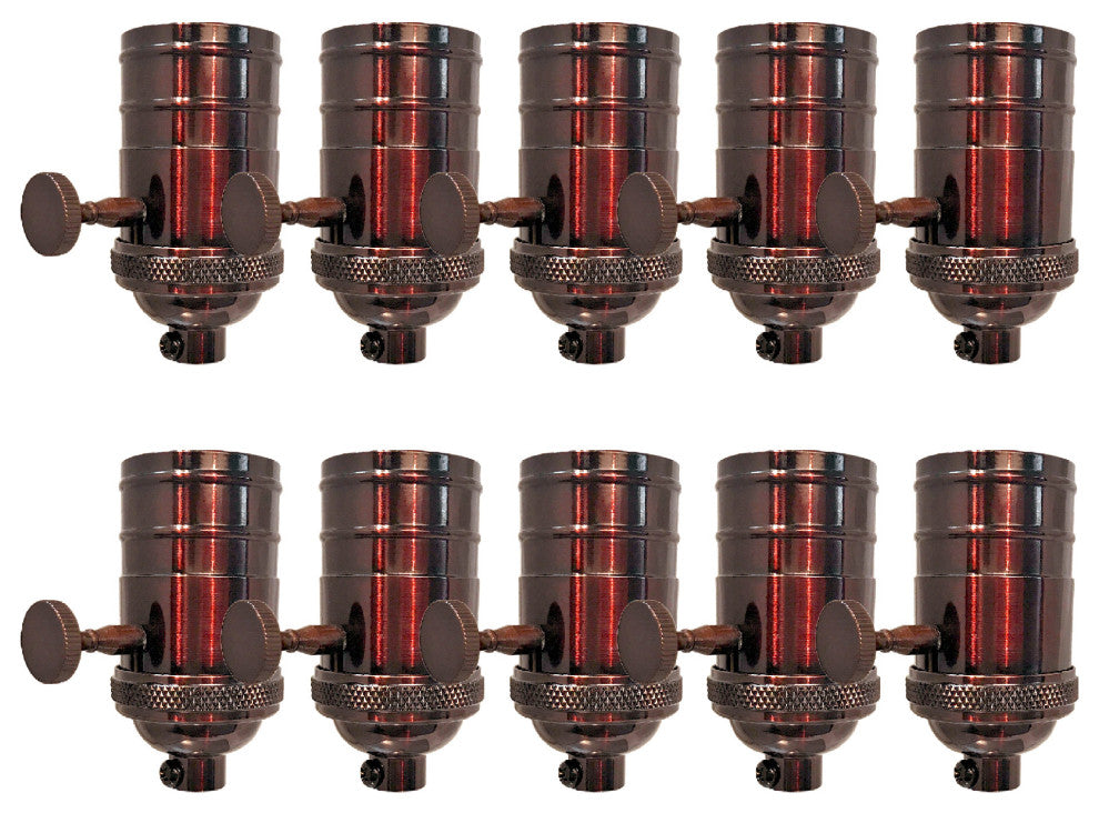 Royal Designs, Inc. 3 Way Vintage Lamp Socket, Oil Rubbed Bronze, Set of 2, Set