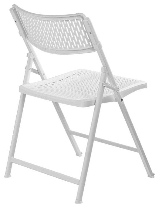 4 Pack Folding Chair, Oversized Polypropylene Seat & Ventilated Backrest, White