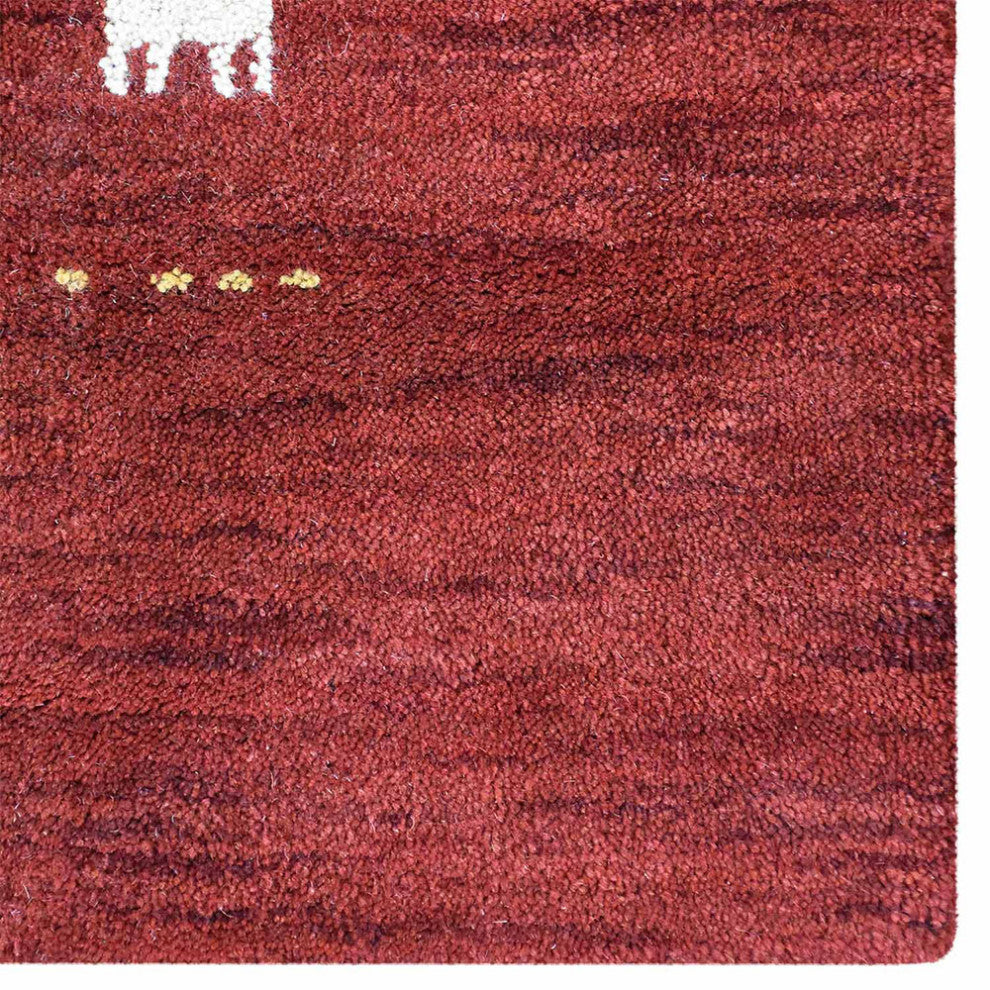 HAND KNOTTED LOOM WOOL ECO-FRIENDLY AREA RUGS - Rectangle, Red, Contemporary
