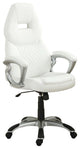 Modern Office Chair, Ergonomic Seat With Faux Leather Seat & Padded Arms, White