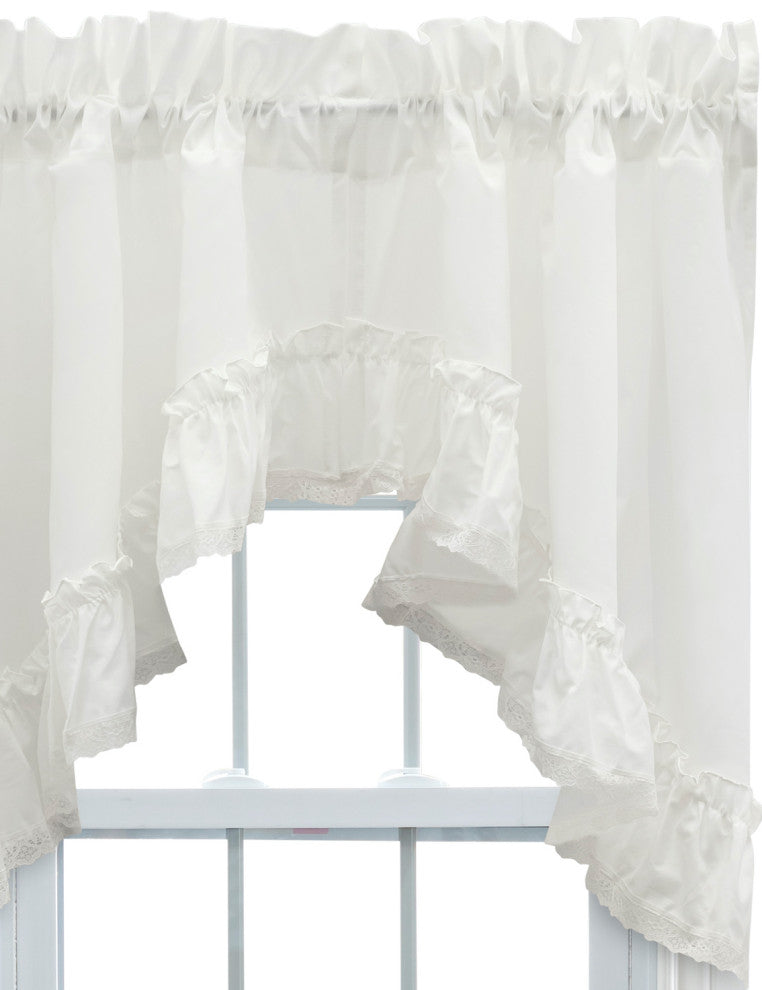 Madelyn 82" x 38" Ruffled Victorian Swag, Natural