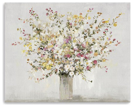 Small Colorful Wildflowers in a Vase Canvas Wall Art