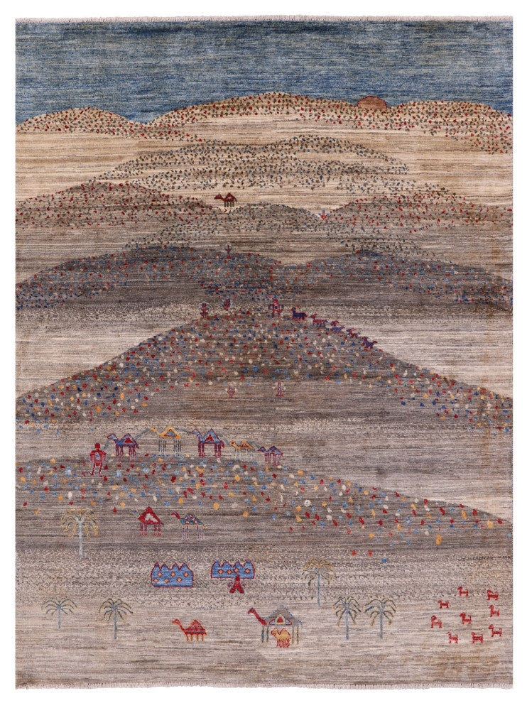 Hand Knotted Tribal Persian Gabbeh Wool Rug 5' 9" X 7' 7" Q9897