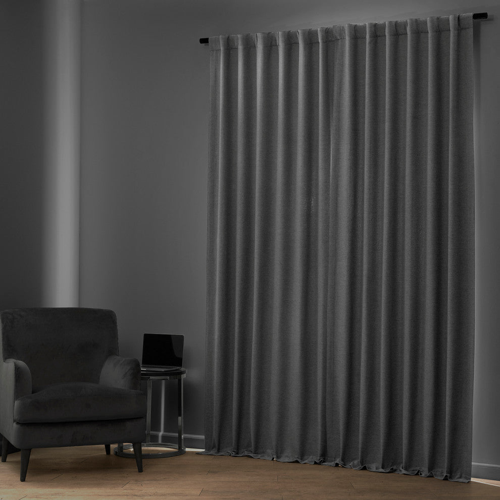 Bellino Blackout Room Darkening Curtain Single Panel, Vista Gray, 50"x120"