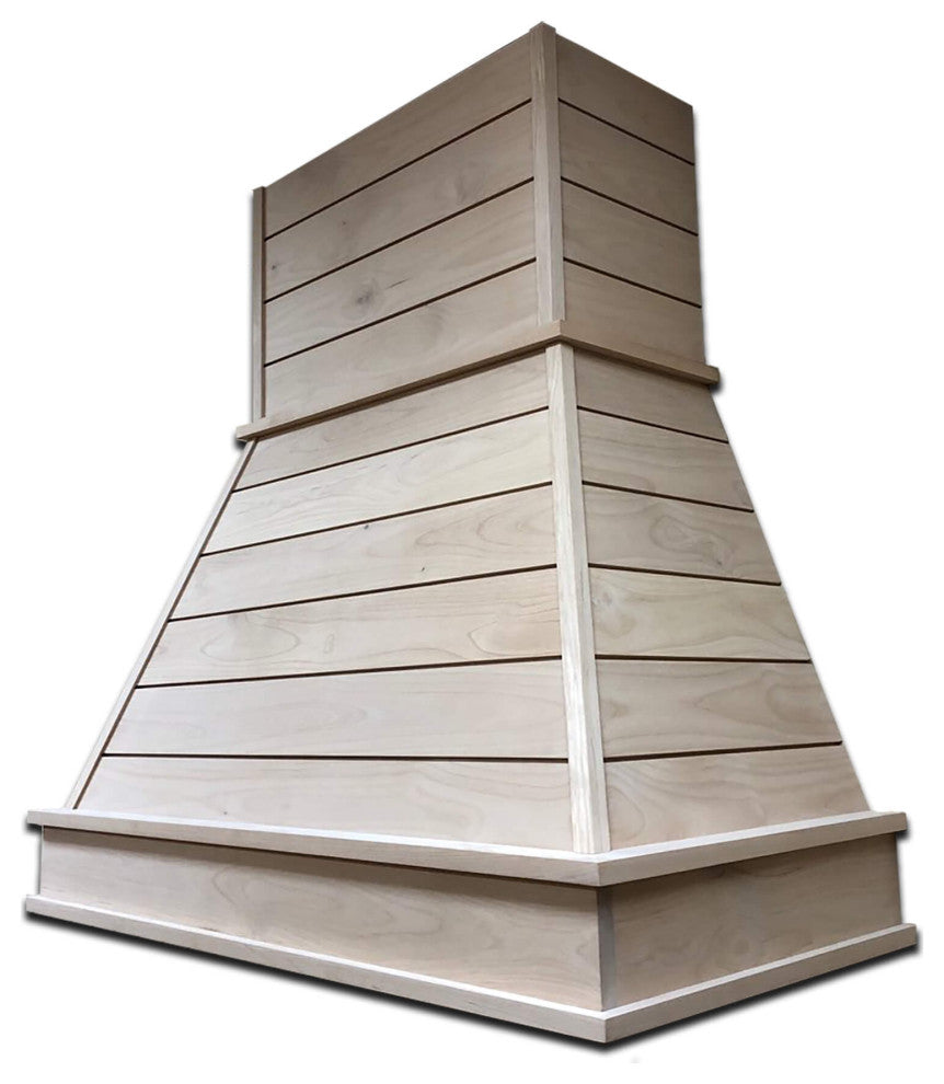 Castlewood Rustic Shiplap Chimney Hood With Liner And Ventilator, Alder, 30"